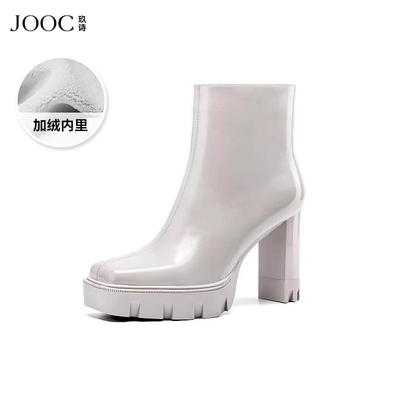 JOOC玖诗方头短筒靴女秋冬热卖新款气质百搭时装靴加绒保暖瘦瘦靴,女鞋,时装靴,淘宝优惠券,粉丝福利购,淘宝优惠卷