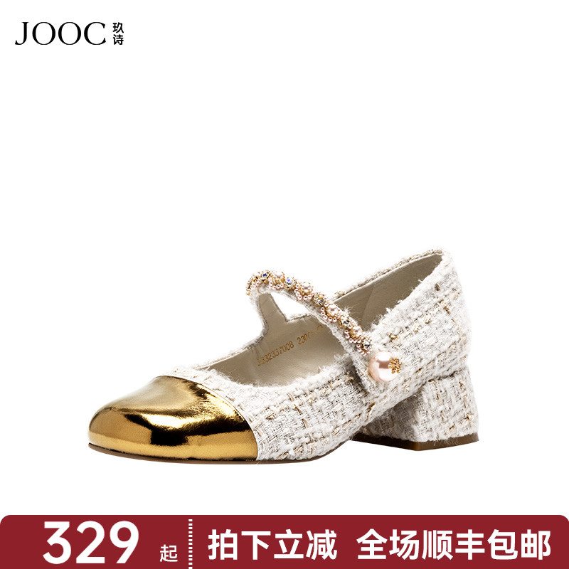 秋季玛丽珍鞋JOOC一字带法式粗跟