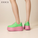 色彩王国 JOOC玖诗水粉绿拼色休闲鞋 2026春季 新款 胎小牛皮女鞋