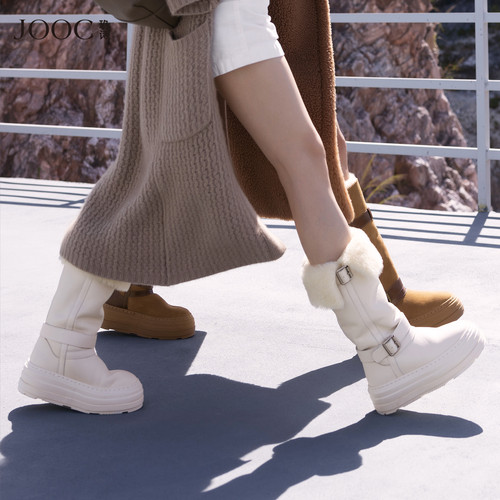 玖诗加绒中筒两穿雪地靴女