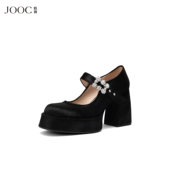JOOC玖诗防水台粗高跟浅口单鞋 水钻方扣玛丽珍女鞋 女2026春季 新款