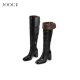 JOOC玖诗粗高跟复古骑士靴女2025秋冬新款 增高气质长靴真皮长筒靴