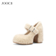 防水台粗高跟单鞋 2025秋冬新款 腔调至上 JOOC玖诗羊毛玛丽珍鞋