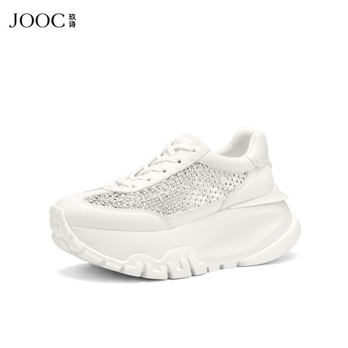 JOOC玖诗厚底系带小白鞋