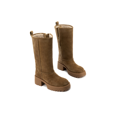 新款粗高跟保暖高筒雪地靴