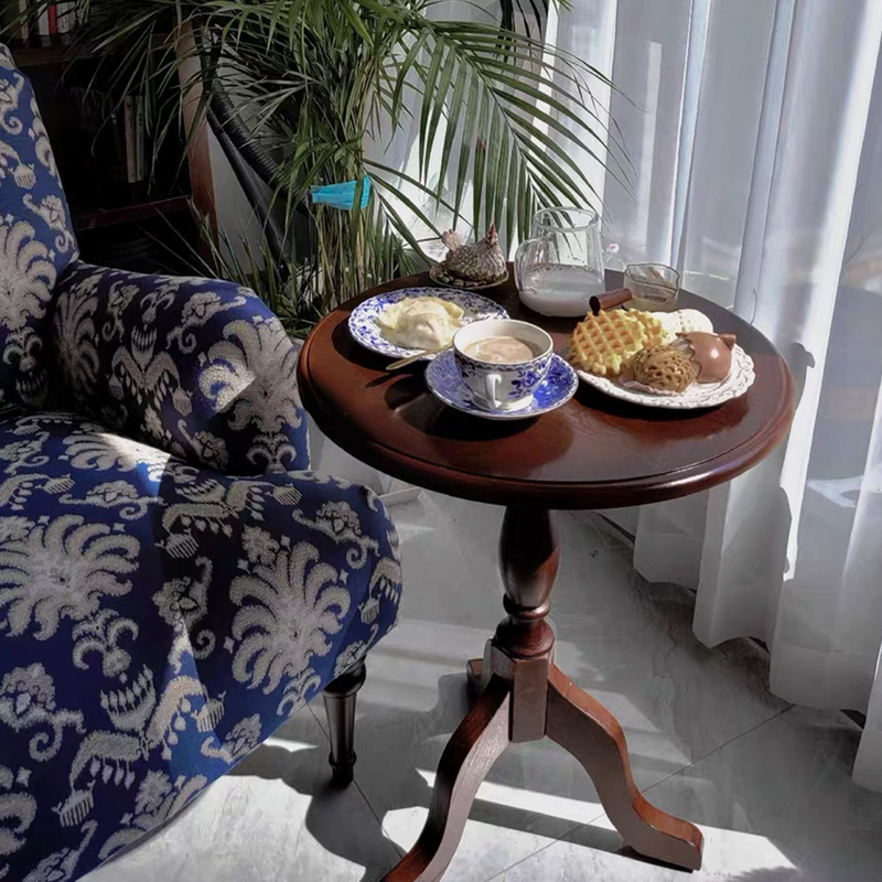 复古简约小圆桌欧式小户型家用客厅阳台餐桌咖啡桌沙发茶几边几桌