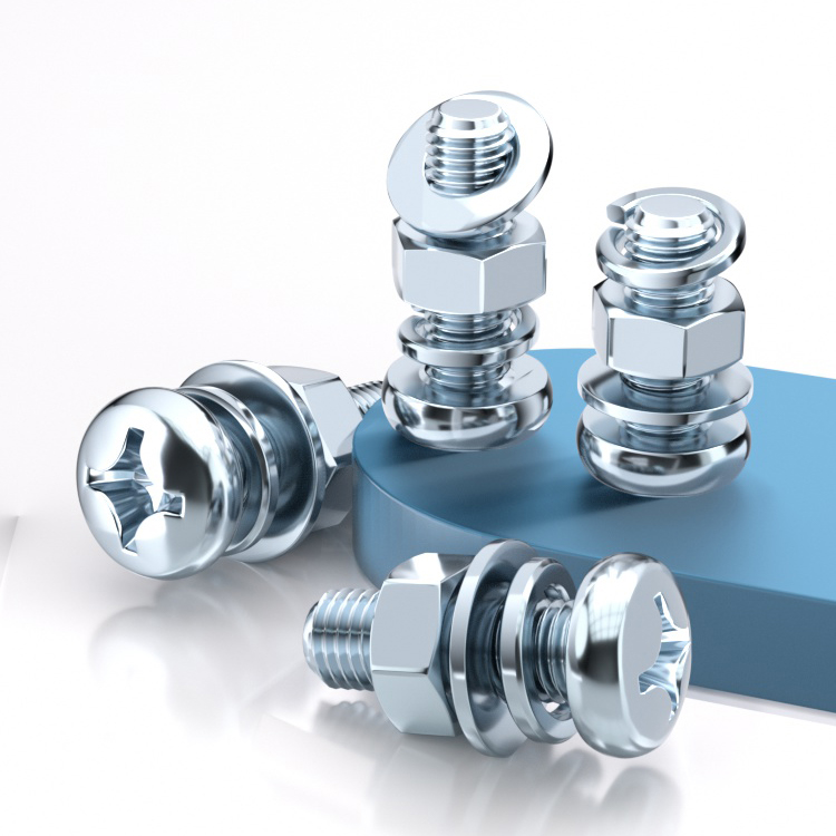 8.8级镀锌十字圆头螺丝螺母平弹