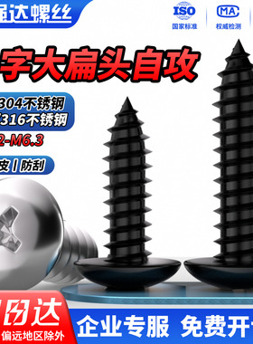 QD 304黑色/316不锈钢大扁头自攻螺丝钉十字伞头木螺丝蘑菇头螺钉