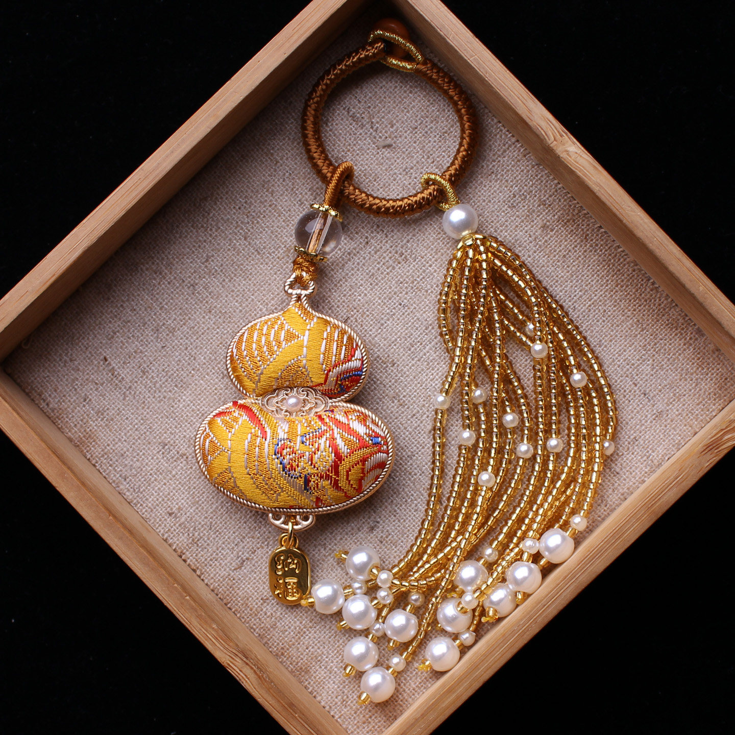 宫廷黄色双面葫芦非遗宋锦包包挂件流苏穗子汉服挂饰车挂钥匙坠,饰品/流行首饰/时尚饰品新,压襟挂件,淘宝优惠券,粉丝福利购,淘宝优惠卷