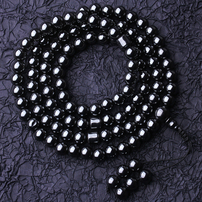 陨石手链108颗多圈佛珠手串宇宙矿物陨铁手持镍铁天铁把玩链原矿