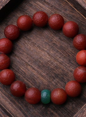天然老玛瑙手链单圈佛珠男女款红玛瑙手串把玩件水晶玉髓饰品