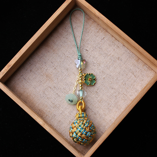 8手工编织有球必应手机吊坠古风扇子配件绣球包包挂件汉服流苏diy