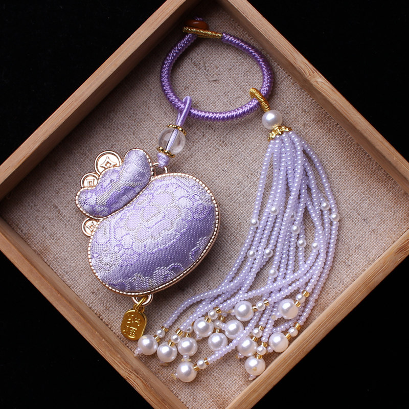 浅紫色福袋钱袋非遗宋锦包包挂件旗袍汉服流苏穗子挂饰钥匙扣车挂,饰品/流行首饰/时尚饰品新,压襟挂件,淘宝优惠券,粉丝福利购,淘宝优惠卷