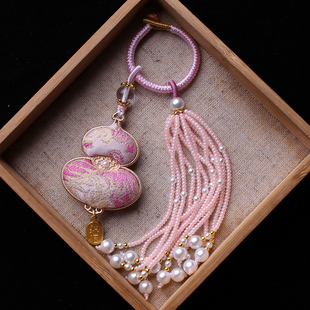 成品非遗宋锦粉色葫芦挂件流苏穗子包挂钥匙扣坠汉服织锦配件车挂