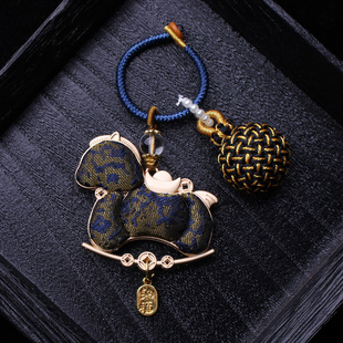 非遗宋锦双面小马压襟包包挂件编有球必应汉服挂饰钥匙扣坠马造型