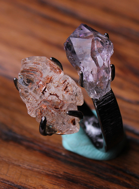 016一物一图个性独特天然紫水晶奇石戒指男女指环随形原石矿标本