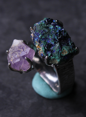 018一物一图个性独特天然水晶奇石戒指男女款指环随形原石矿标本