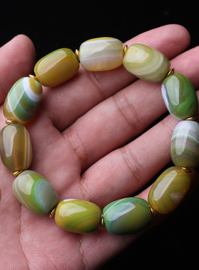 黄绿花玉髓玛瑙手链路路通