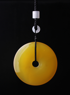 天然黄玛瑙吊坠平安扣项坠挂件男女款水晶玉髓挂饰项链玉石毛衣链