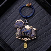 蓝色双面小马非遗宋锦包包压襟挂件旗袍汉服挂饰车钥匙坠配饰腰挂