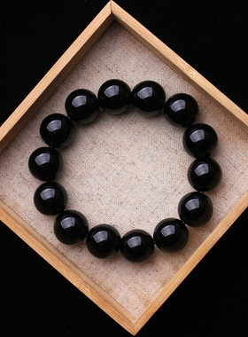 乌金纯黑黑曜石手链手串