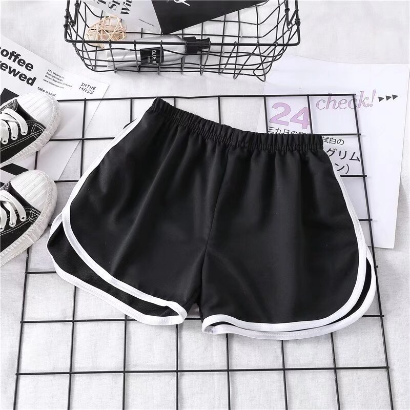 透气运动短裤女夏家居休闲短裤纯色时尚瑜伽沙滩裤糖果色热裤