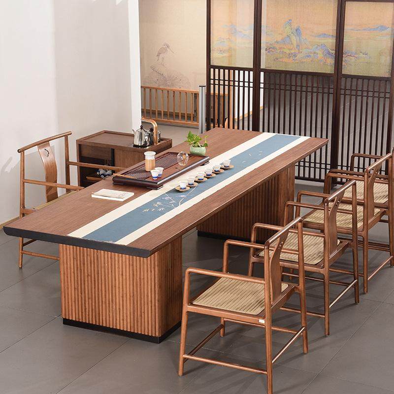 祥福无极大板茶台家用茶桌椅组合新中式办公室客厅家用大板桌茶室