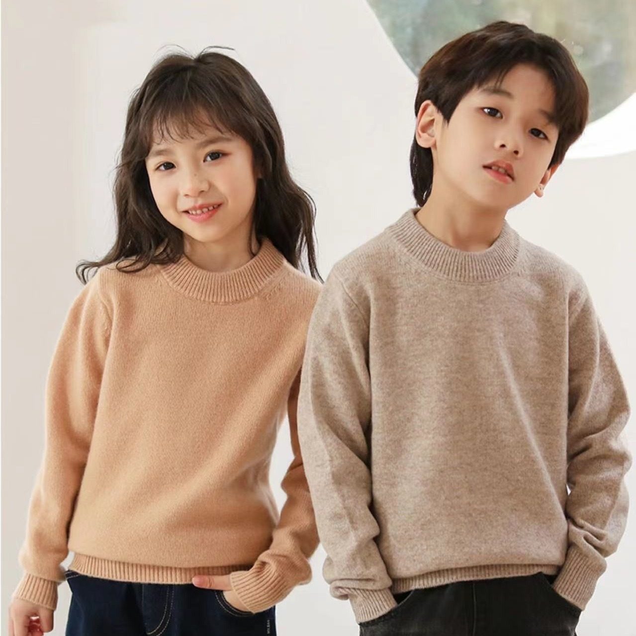 清河濮院羊绒儿童款打底衫男女同款毛衣套头圆领针织衫羊毛衫休闲,童装/婴儿装/亲子装,毛衣/针织衫,淘宝优惠券,粉丝福利购,淘宝优惠卷