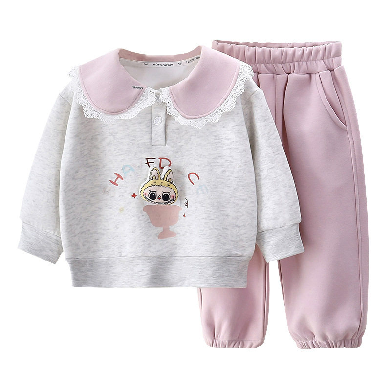 2025新款女童爆款拉布布卫衣套装儿童宝宝花边撞色领卫裤两件套,童装/婴儿装/亲子装,儿童运动套装,淘宝优惠券,粉丝福利购,淘宝优惠卷