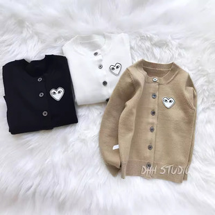 川久cdg爱心play开衫童装外套羊毛衫休闲百搭迷你毛衣日系风小童