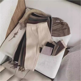 2025儿童坑条弹力修身打底裤男女宝宝纯色百搭长裤子秋冬新品潮