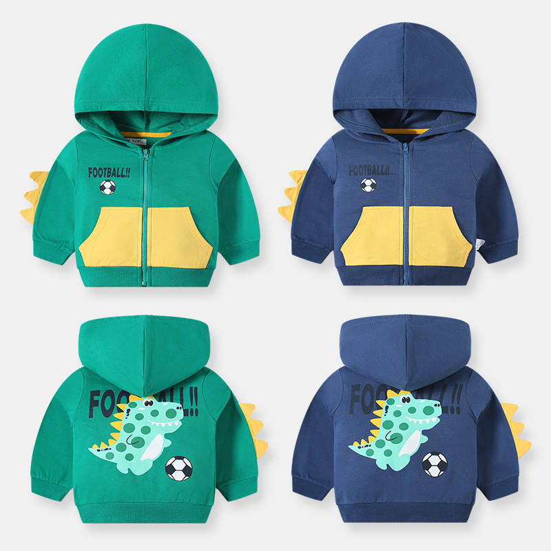 童装新款儿童秋季卡通立体连帽卫衣外套男童针织衫前后印花上衣潮