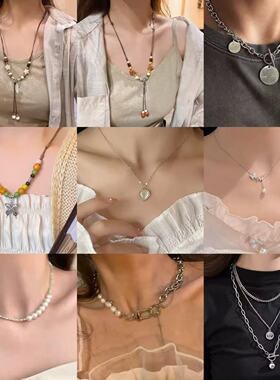 钛钢项链卫衣毛衣链男士潮牌百搭小众设计感痞帅配饰几何项链