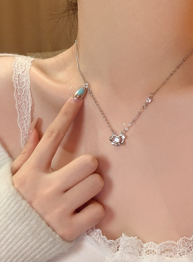 轻奢感超闪锆石项链女小众气质新款钛钢锁骨链百搭辣妹配饰品