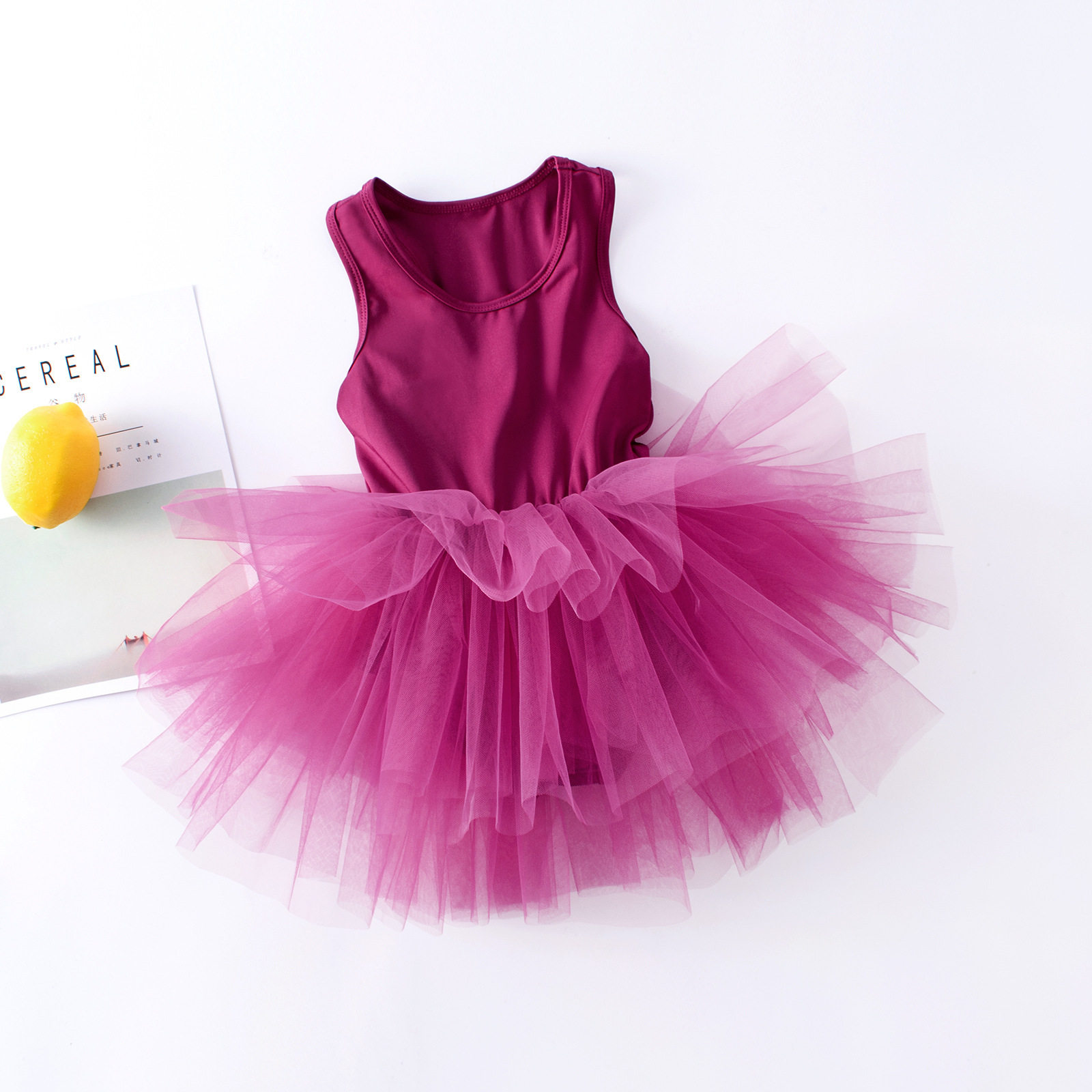 新款跨境亚马逊女童舞蹈服连体芭蕾舞裙无袖纱裙儿童演出拉丁舞服