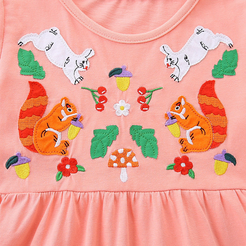 秋季新品女童长袖连衣裙欧美风时尚儿童公主裙针织棉可爱卡通童裙