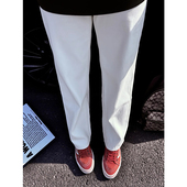 美式 垂感裤 子窄版 cleanfit白色牛仔裤 直筒微喇裤 夏天薄款 修身 男款