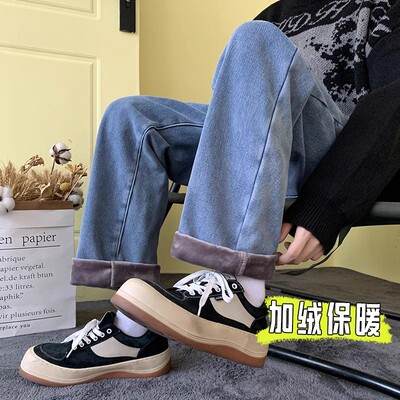 加绒加厚牛仔裤男款秋冬款