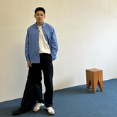 湖水蓝休闲小众日式 TAKYE 23AW纯色衬衫 宽松上衣衬衣外套男