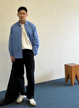 TAKYE 23AW纯色衬衫 湖水蓝休闲小众日式宽松上衣衬衣外套男