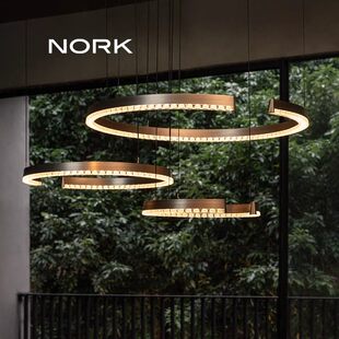 星辉客厅吊灯现代轻奢简约大气意式圆环形覆式楼吊灯餐厅主灯