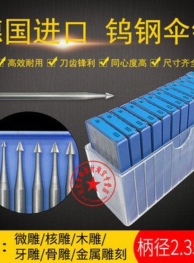 正品德国蓝盒伞针雕刻刀铣锥形骨核雕套装微雕执模首饰打金工具F5