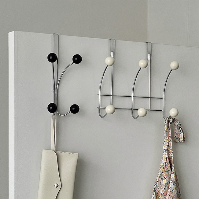 ins复中古日系诧寂风家用铁艺门后收纳免打孔衣帽卧室厨卫挂钩