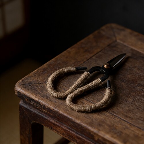 中古咖啡店复古手工做旧铁艺茶艺茶道配件手工编织中式小剪刀