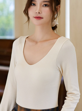 【清仓】美雅碧无痕保暖内衣女带胸垫秋冬内穿无缝低领打底秋上衣
