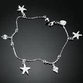 脚链女饰品日韩个性 海星海豚四叶草铃铛镀银玫瑰金白金防过敏百搭