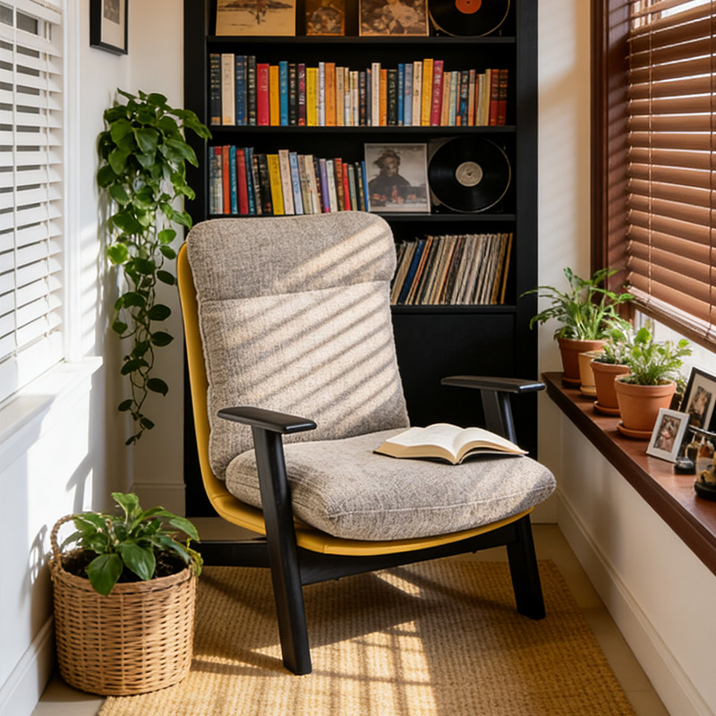 法式复古风单人位式休闲阳台客厅实木超舒服感设计师布艺沙发椅子