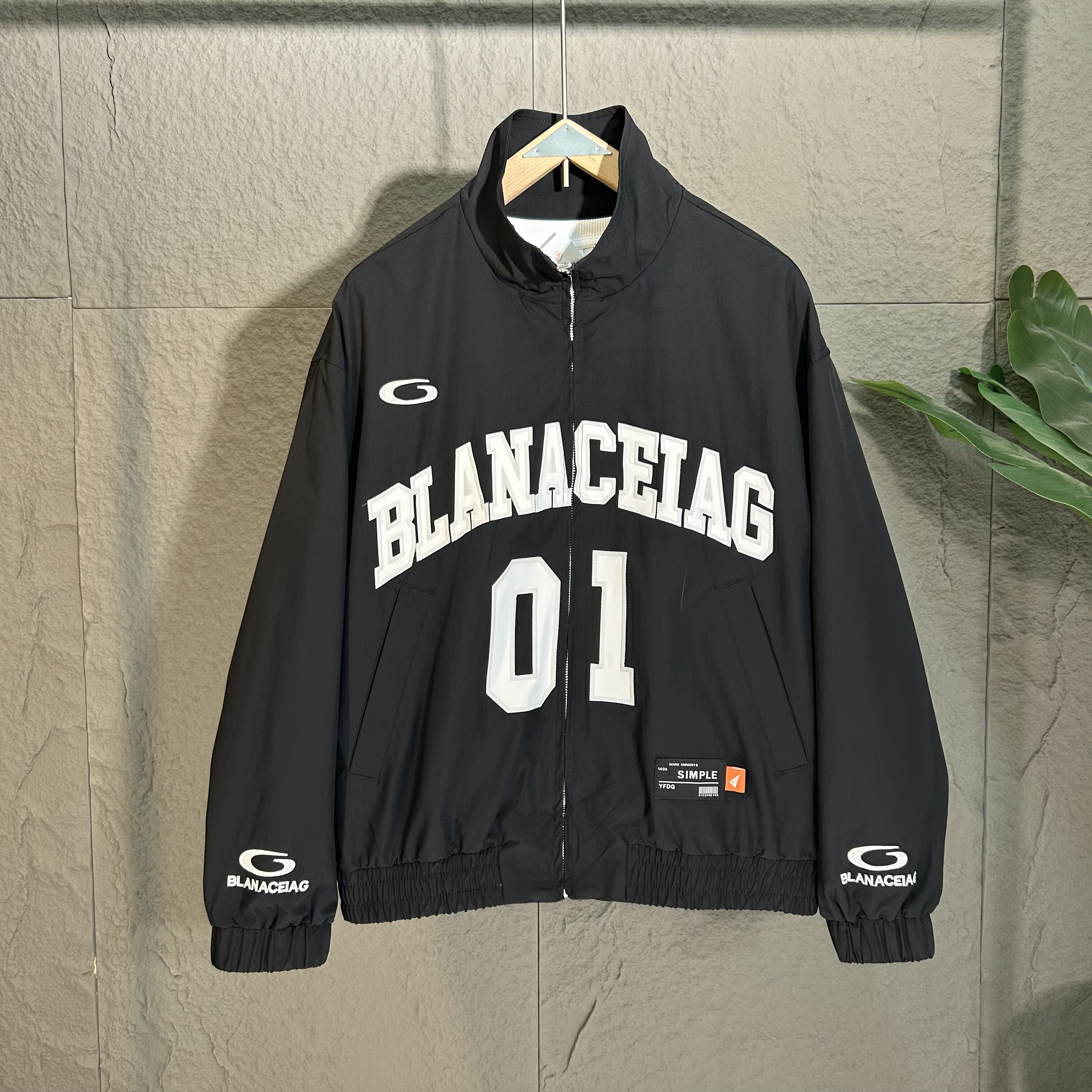 潮牌立领夹克2025春秋新款刺绣贴标外套宽松阔版男女情侣