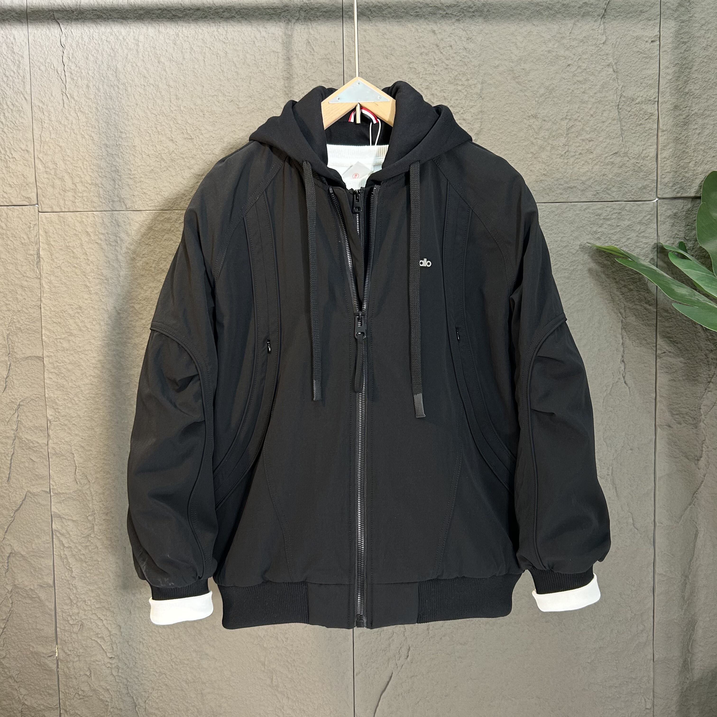 潮牌夹棉夹克2025秋冬新款工装连帽假两件外套宽松阔版男女情侣