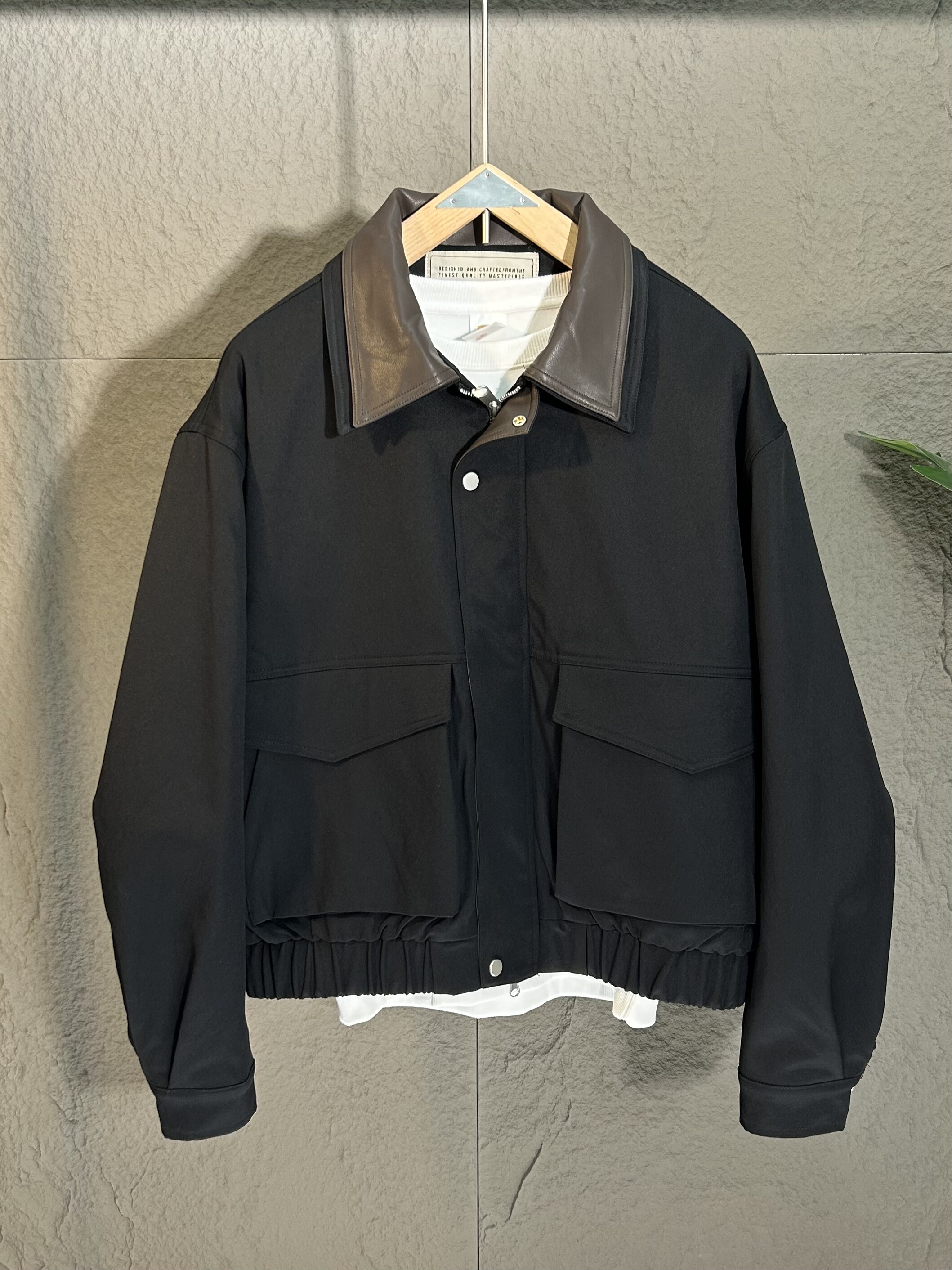 潮牌老钱风夹棉夹克2025秋冬新款拼接皮领二棉外套宽松男女情侣